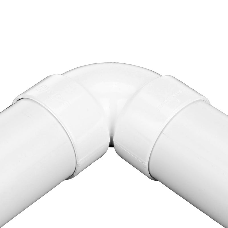 NDS 3P02 PVC 90-Degree Elbow, 3-Inch, for Hub X Hub solvent-weld connections, for Use with 3-Inch Sewer and Drain Pipes, White - Image 4
